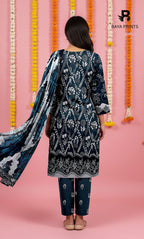 3 Piece Unstitched Printed Doria Viscose Suit with Bamber Dupatta BA-V7-016