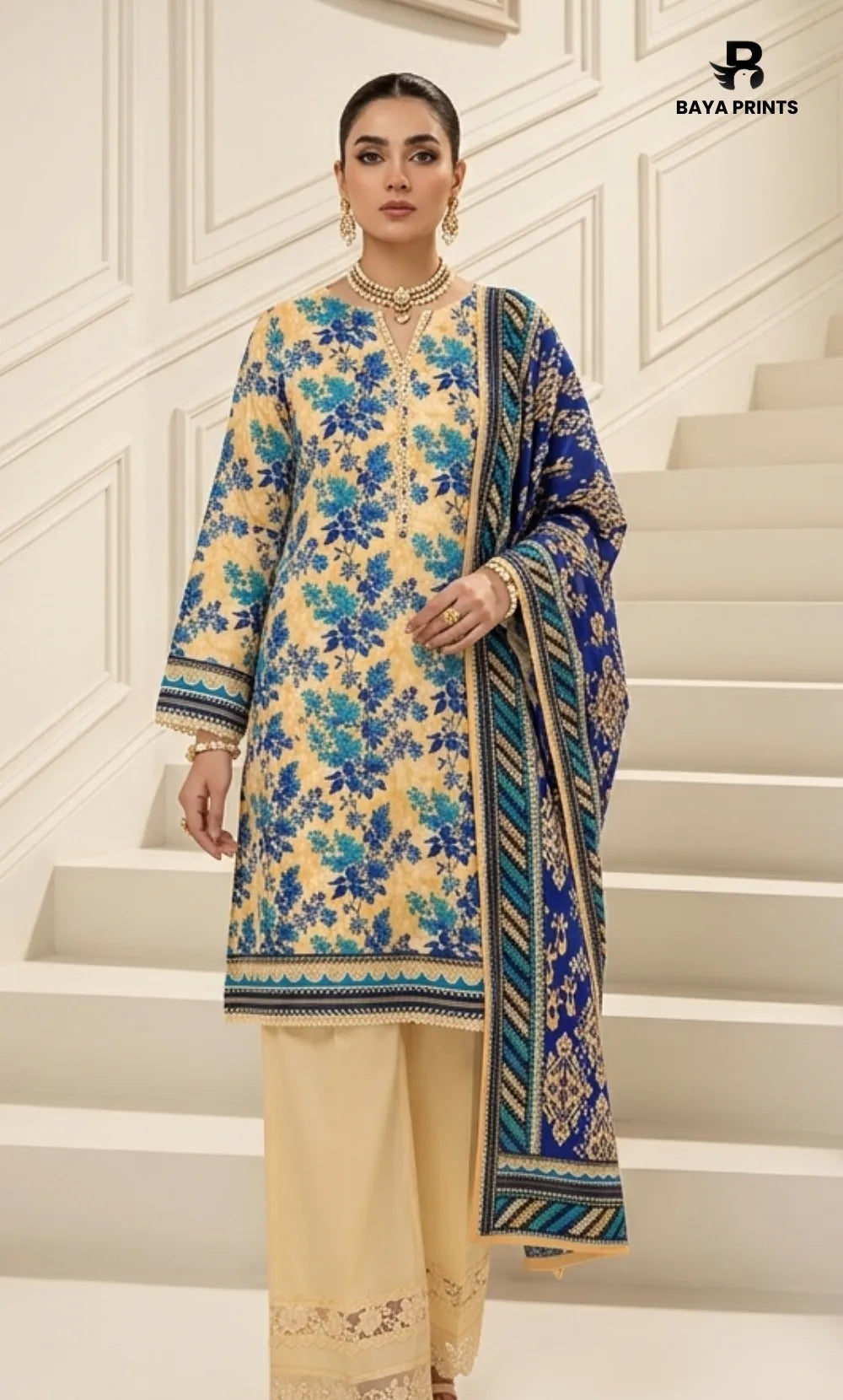3PC Printed Lawn | Unstitched | BA-V25