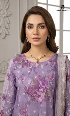 3PC Printed Lawn | Unstitched |  M.B