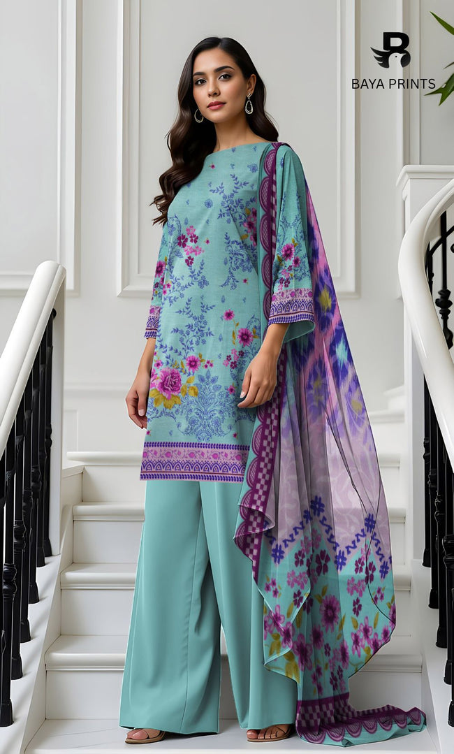 3 Piece Unstitched Karandi Suit BA-V5 003 Hover Image