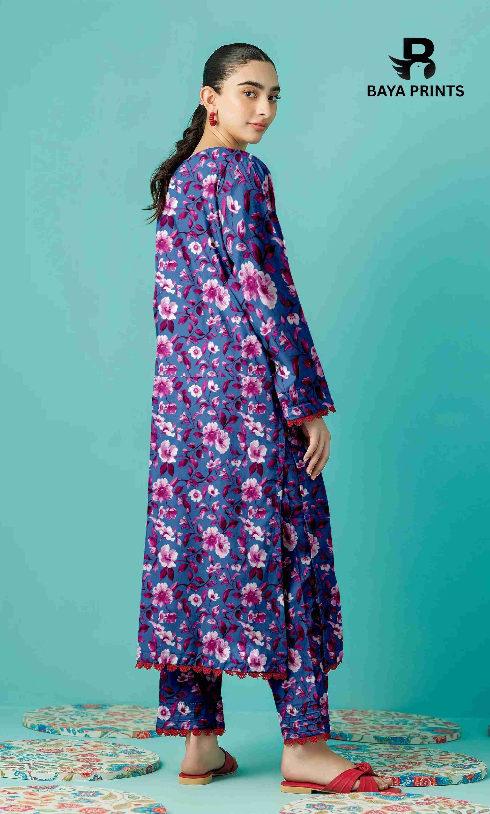 2PC Unstitched Printed Lawn Suit - BA-V7-08
