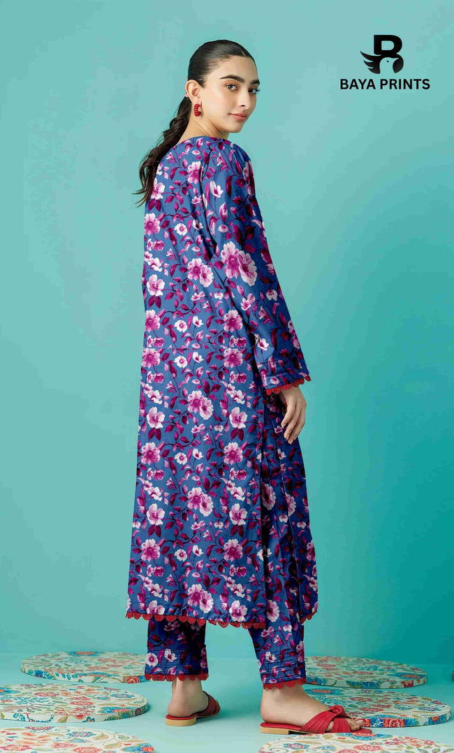 2PC Unstitched Printed Lawn Suit - BA-V7-08 Main Image