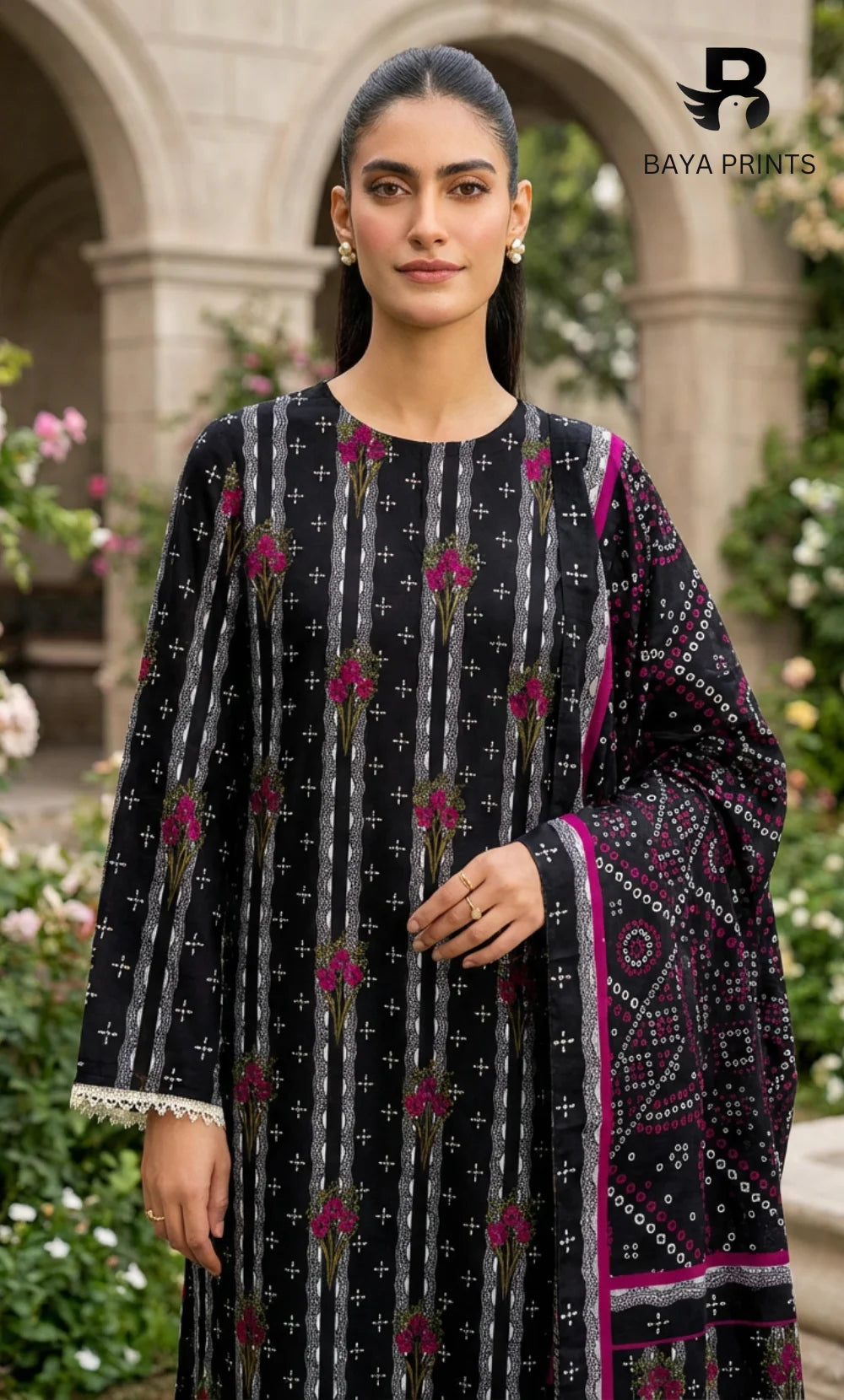 3 Piece Unstitched Printed Doria Linen  Suit  - BA-V4