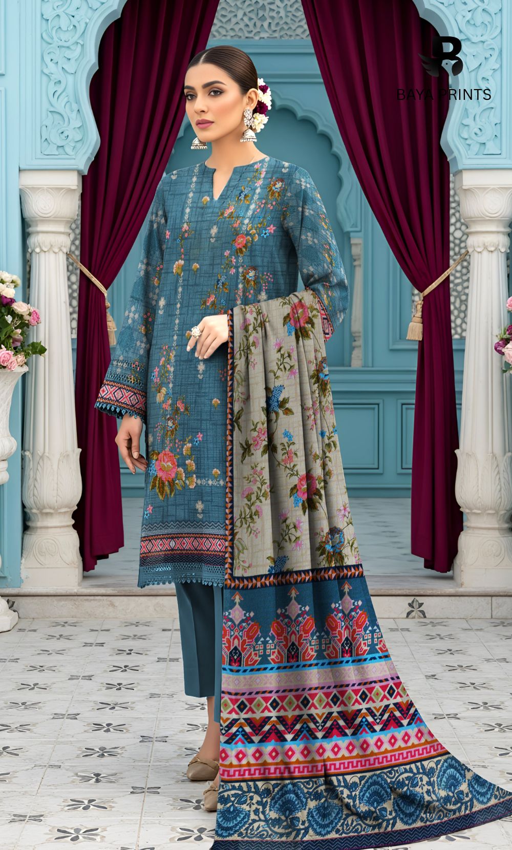 3 Piece Unstitched Karandi Suit BA-V6 002