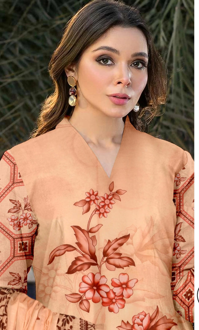 3 Piece Printed Unstitched Lawn Suit | ET-08 Main Image