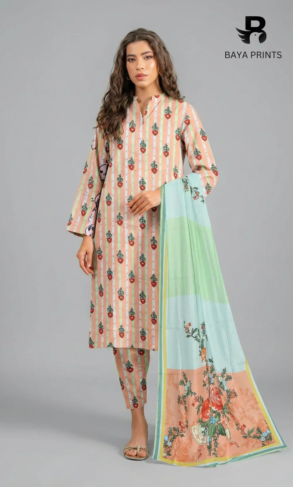 3 Piece Unstitched Premium Lawn Suit- BA-V-14