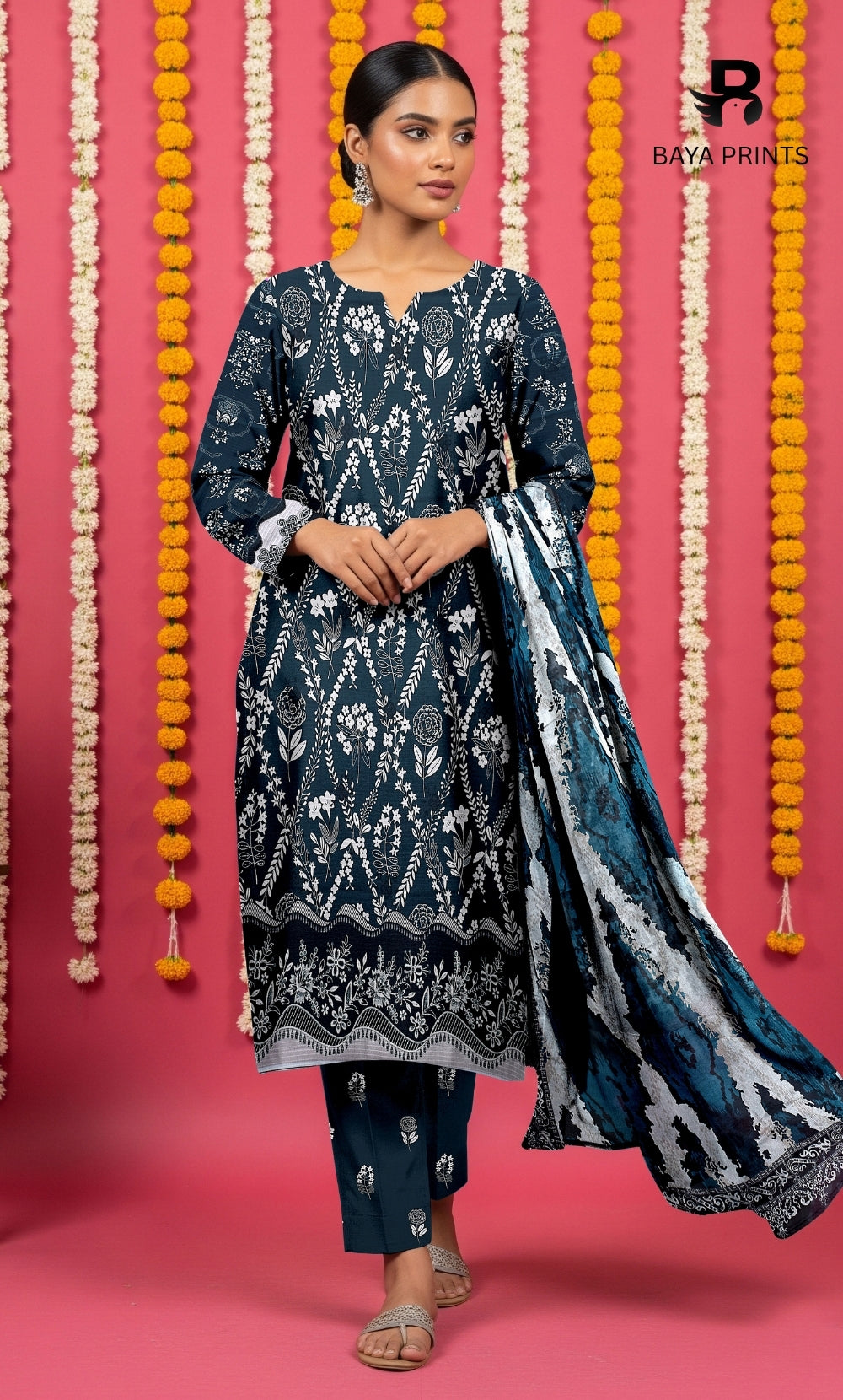 3 Piece Unstitched Printed Doria Viscose Suit with Bamber Dupatta BA-V7-016