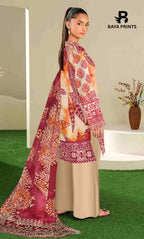 3 Piece Unstitched Printed Lawn Suit -BA-V28-11