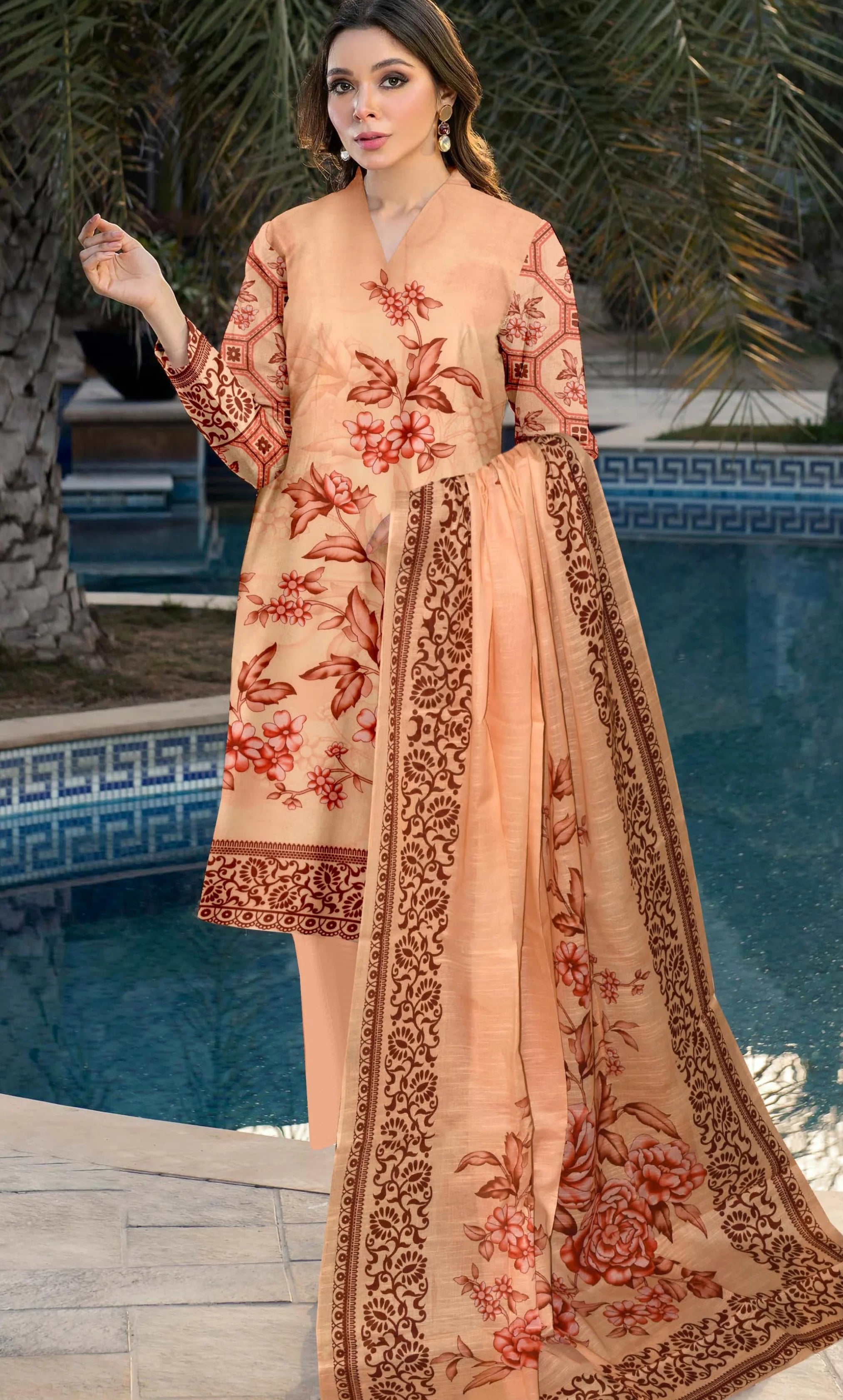 3 Piece Printed Unstitched Lawn Suit | ET-08