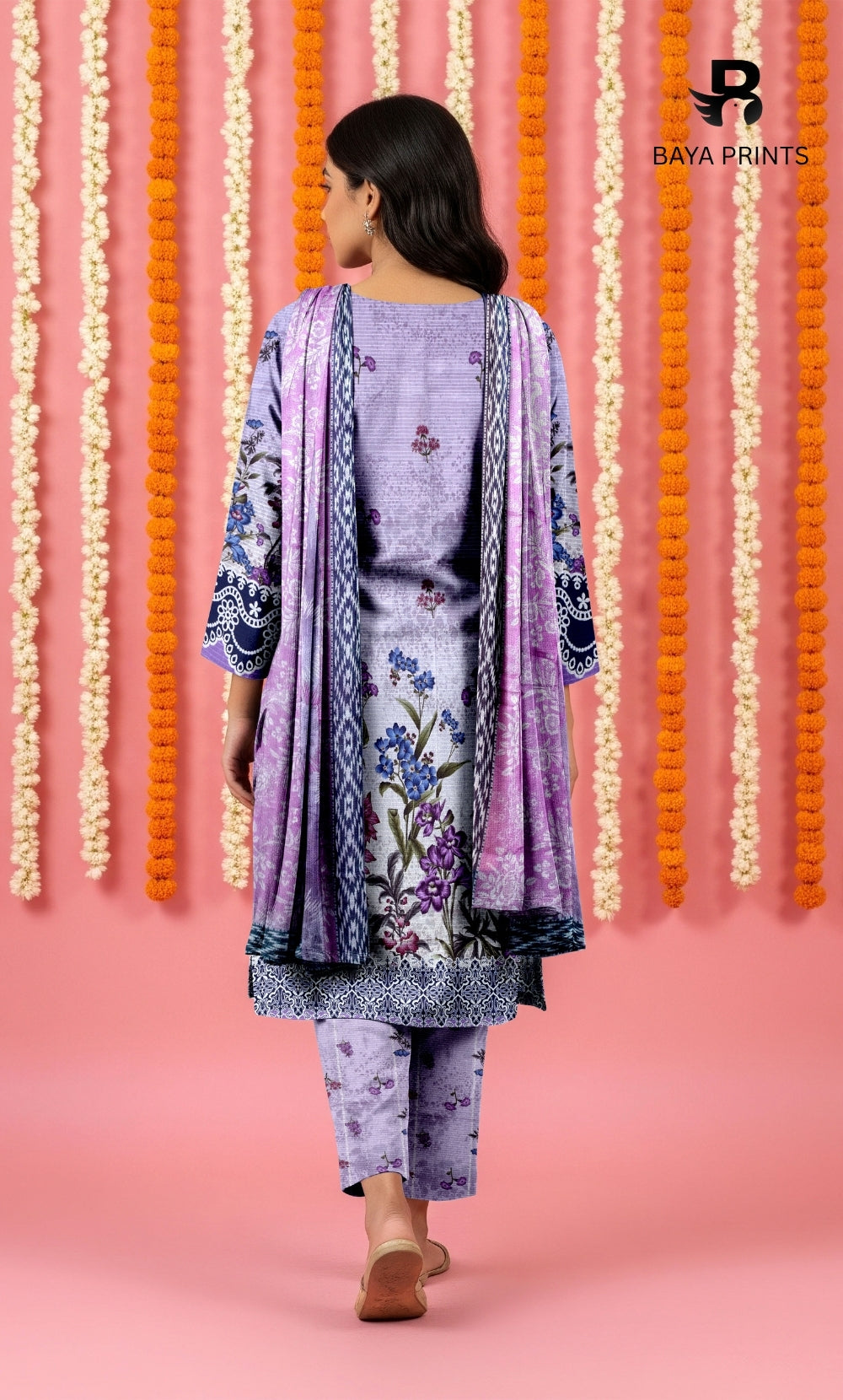 3 Piece Unstitched Printed Doria Viscose Suit with Bamber Dupatta BA-V7-018