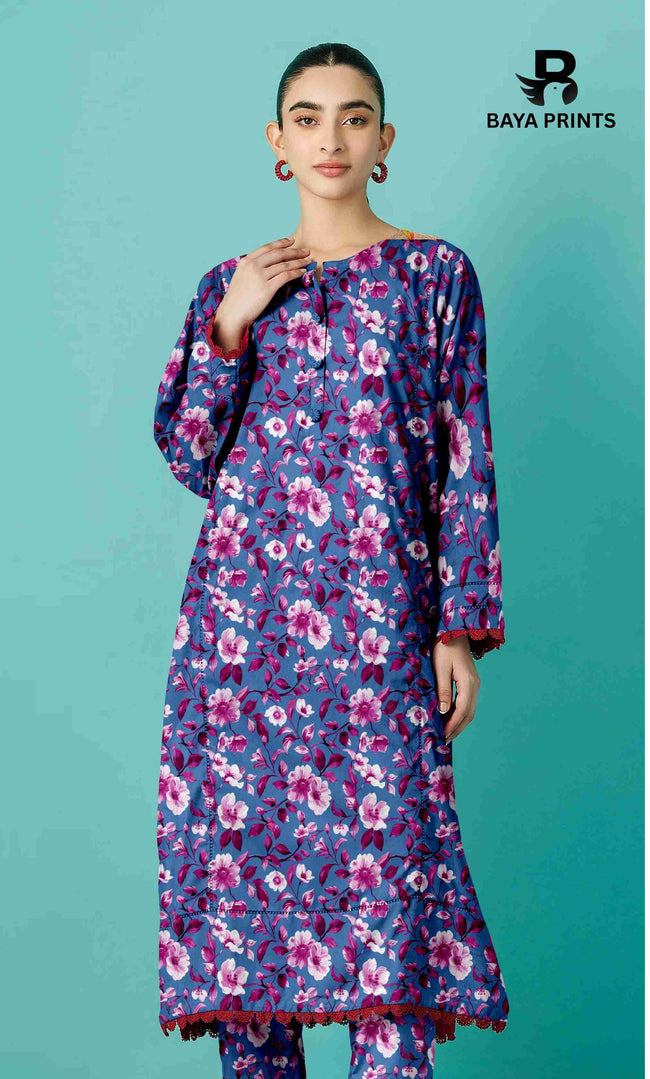 2PC Unstitched Printed Lawn Suit - BA-V7-08 Hover Image