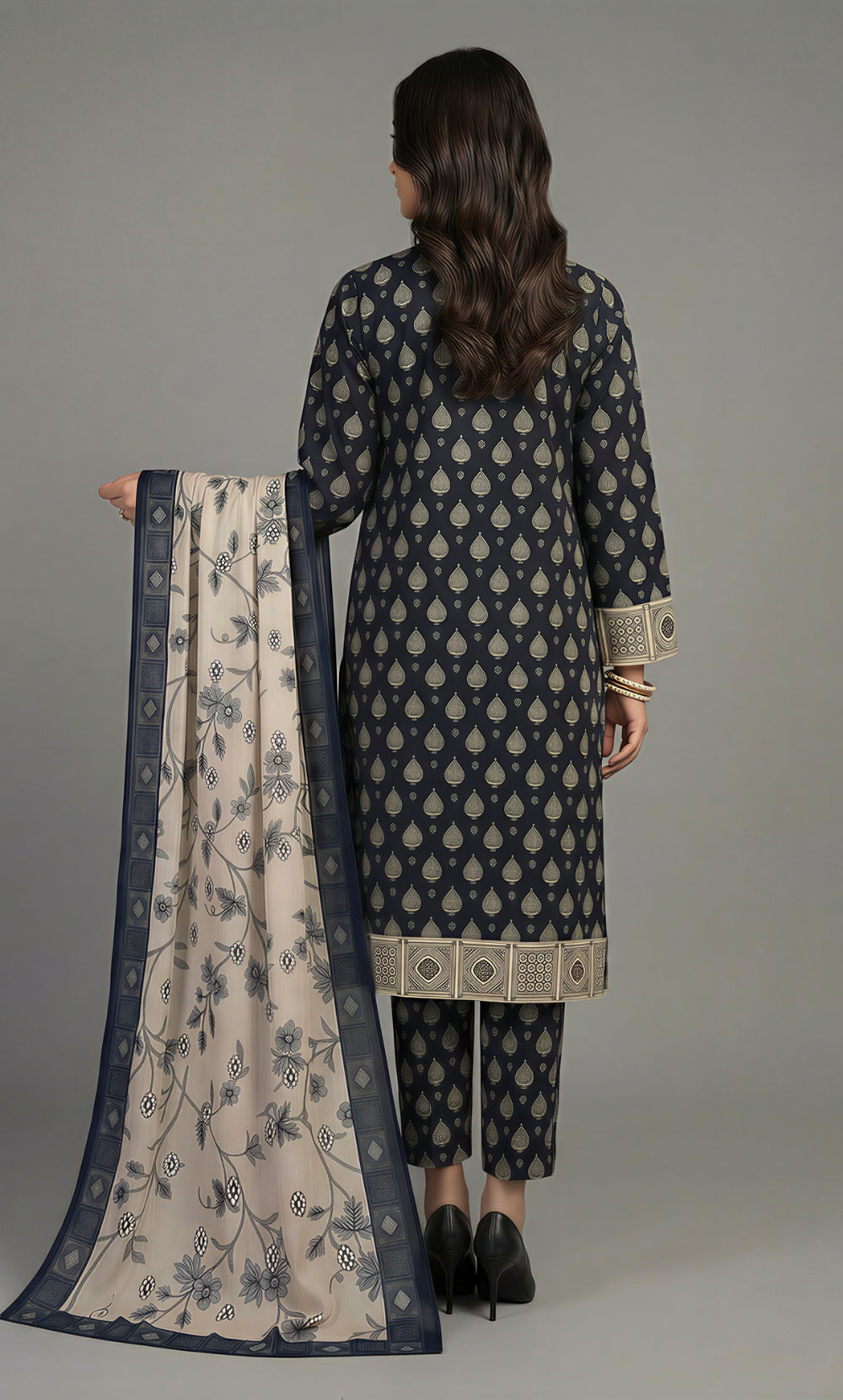 3 Piece Unstitched Printed Viscose Suit-BA-V11