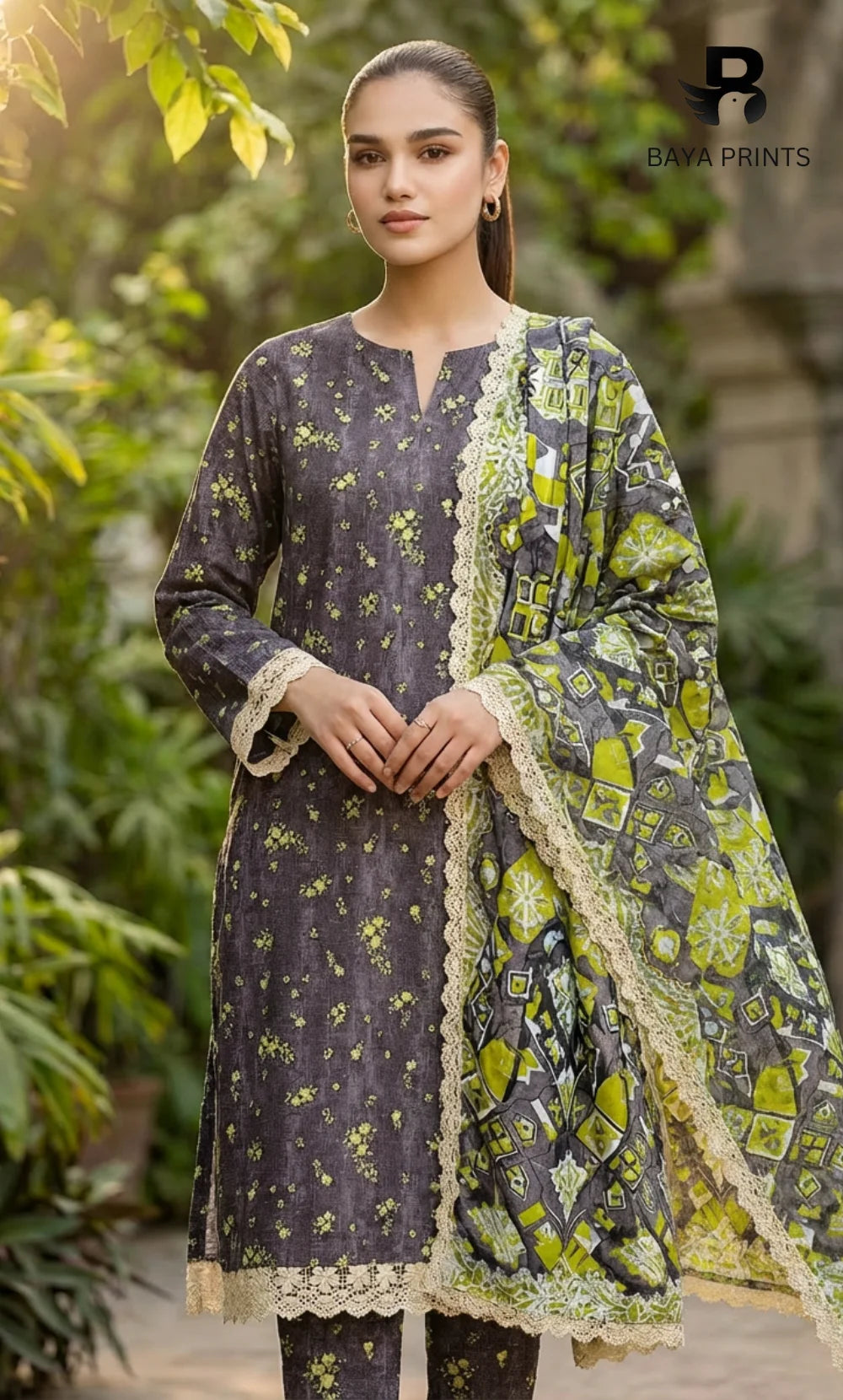 3 Piece Unstitched Printed Doria Linen  Suit  - BA-V4