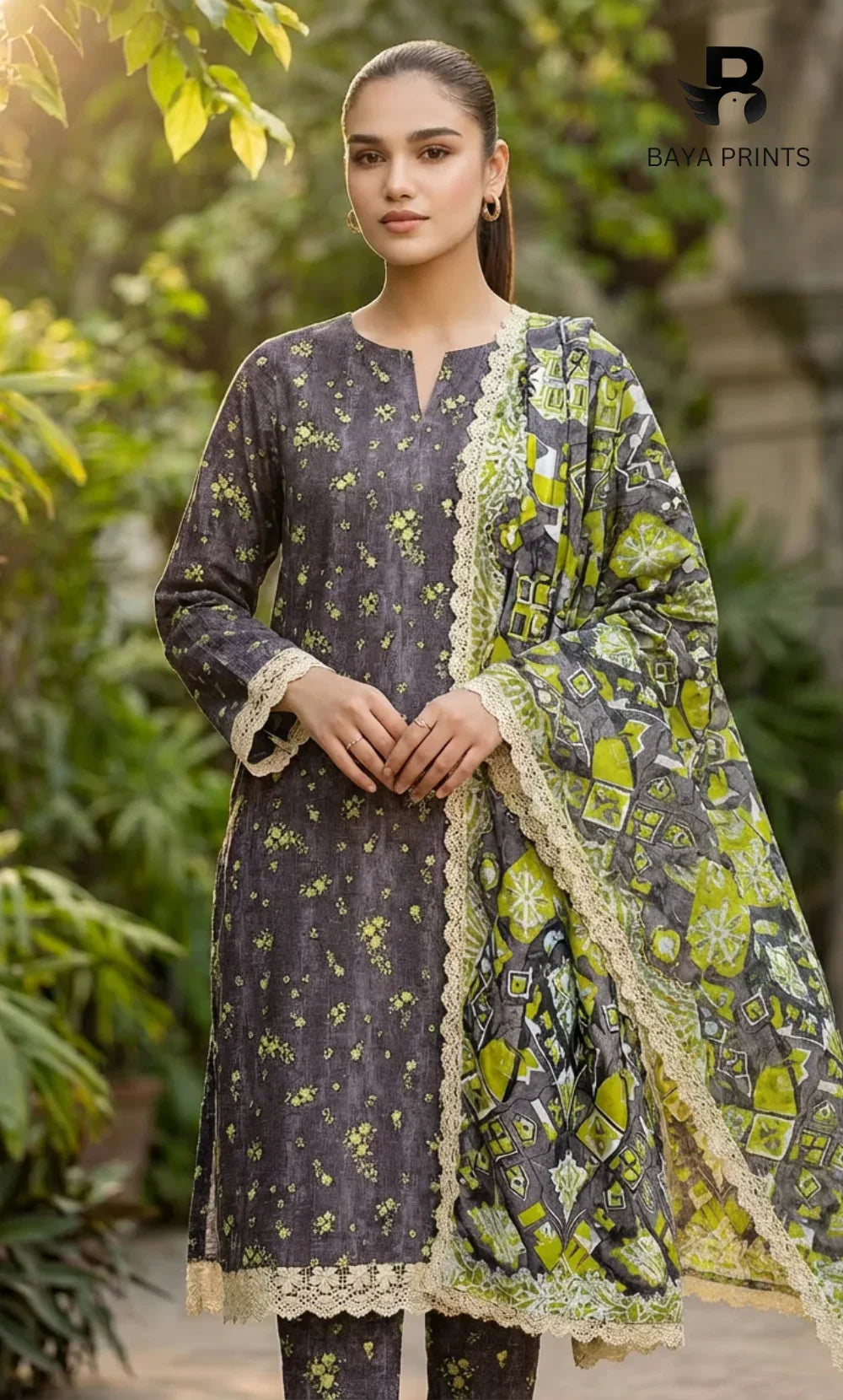 3 Piece Unstitched Printed Doria Linen  Suit  - BA-V4