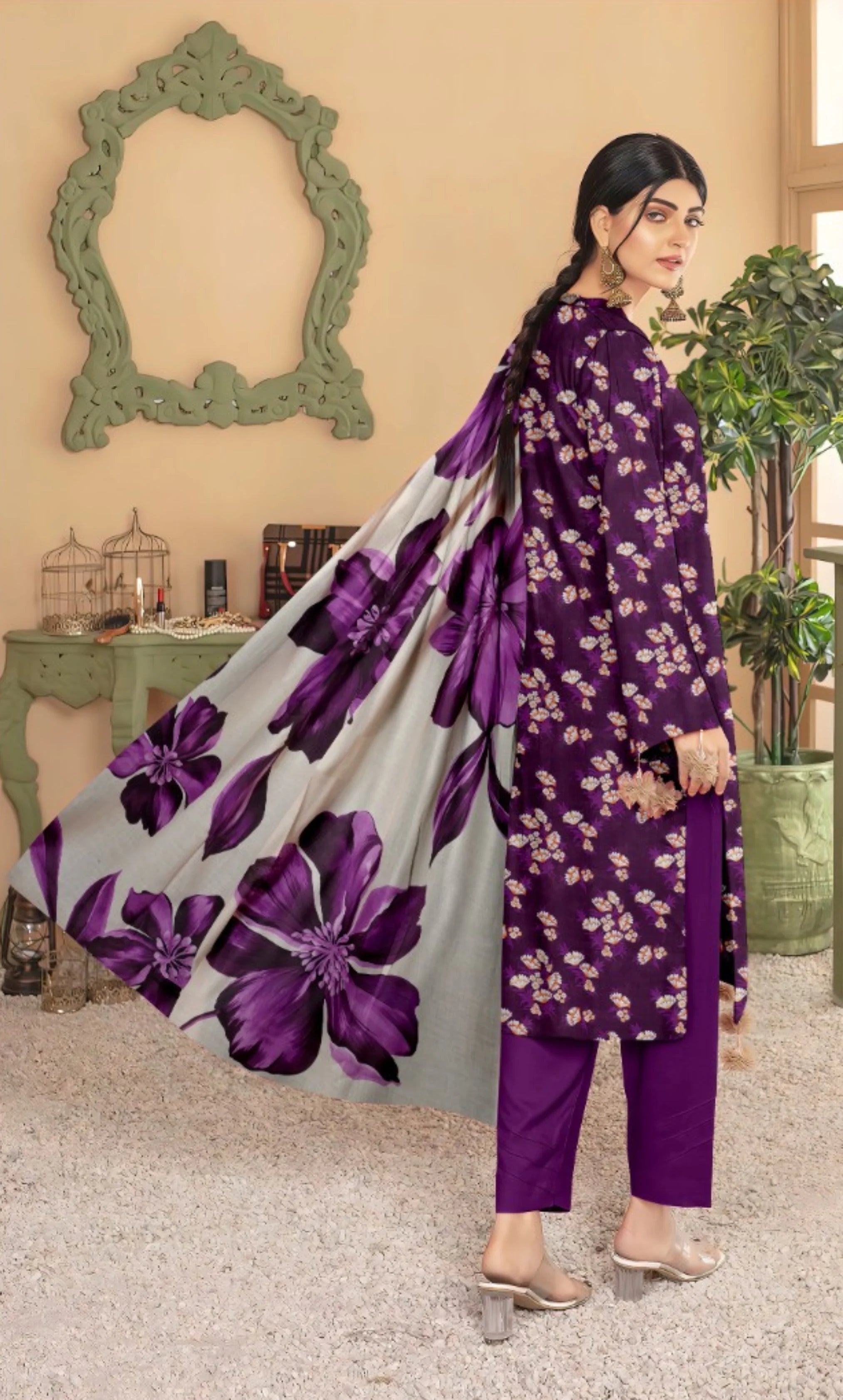 3 Piece Unstitched Printed Lawn Suit With Lawn Dupatta - MA