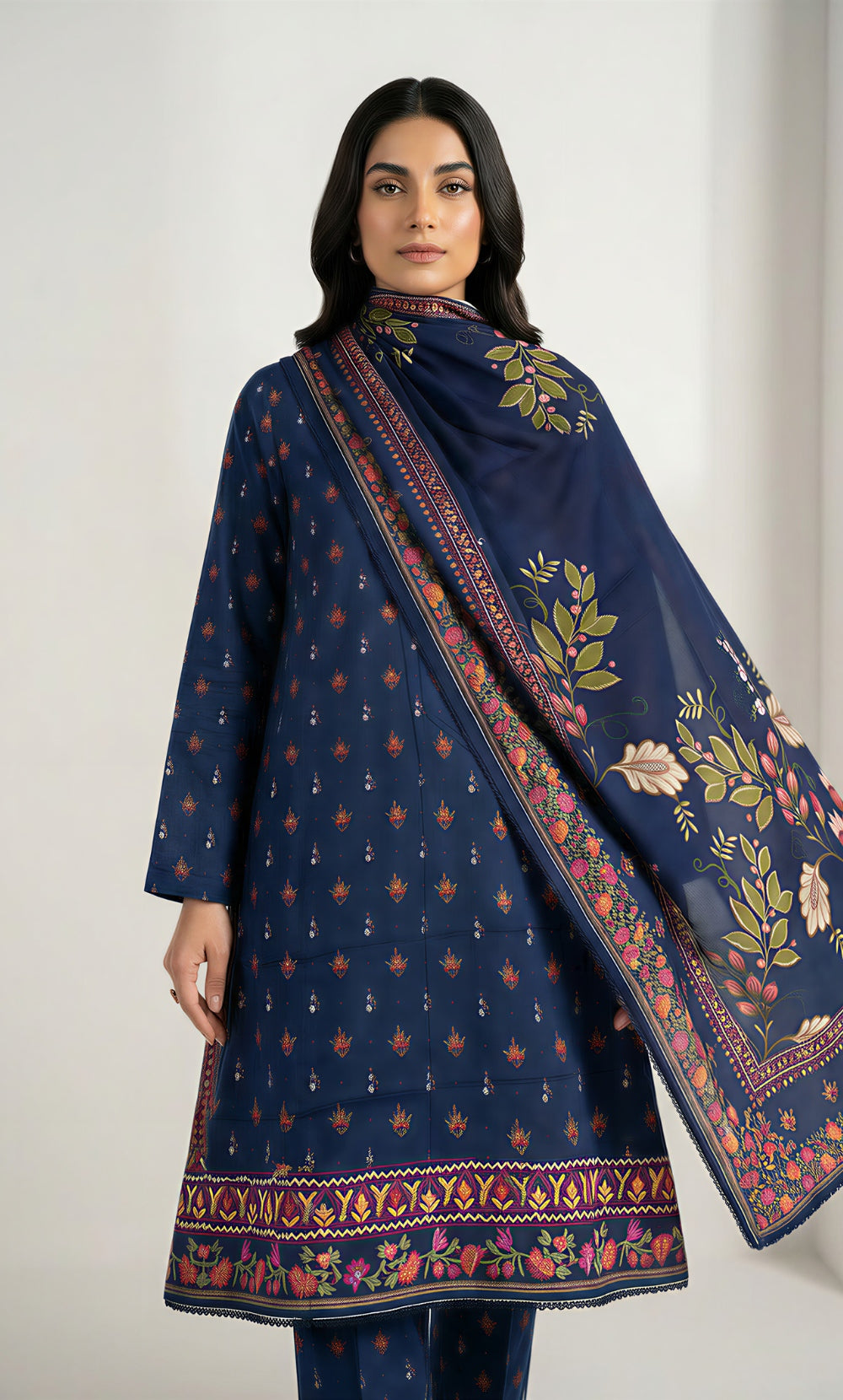 3 Piece Unstitched Printed Viscose Suit-BA-V11