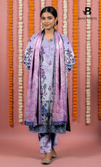 3 Piece Unstitched Printed Doria Viscose Suit with Bamber Dupatta BA-V7-018