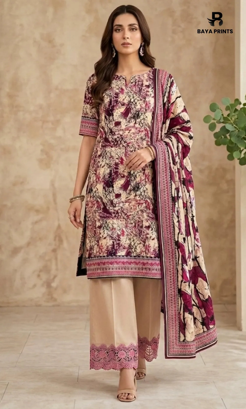 3PC Printed Lawn | Unstitched | BA-V25
