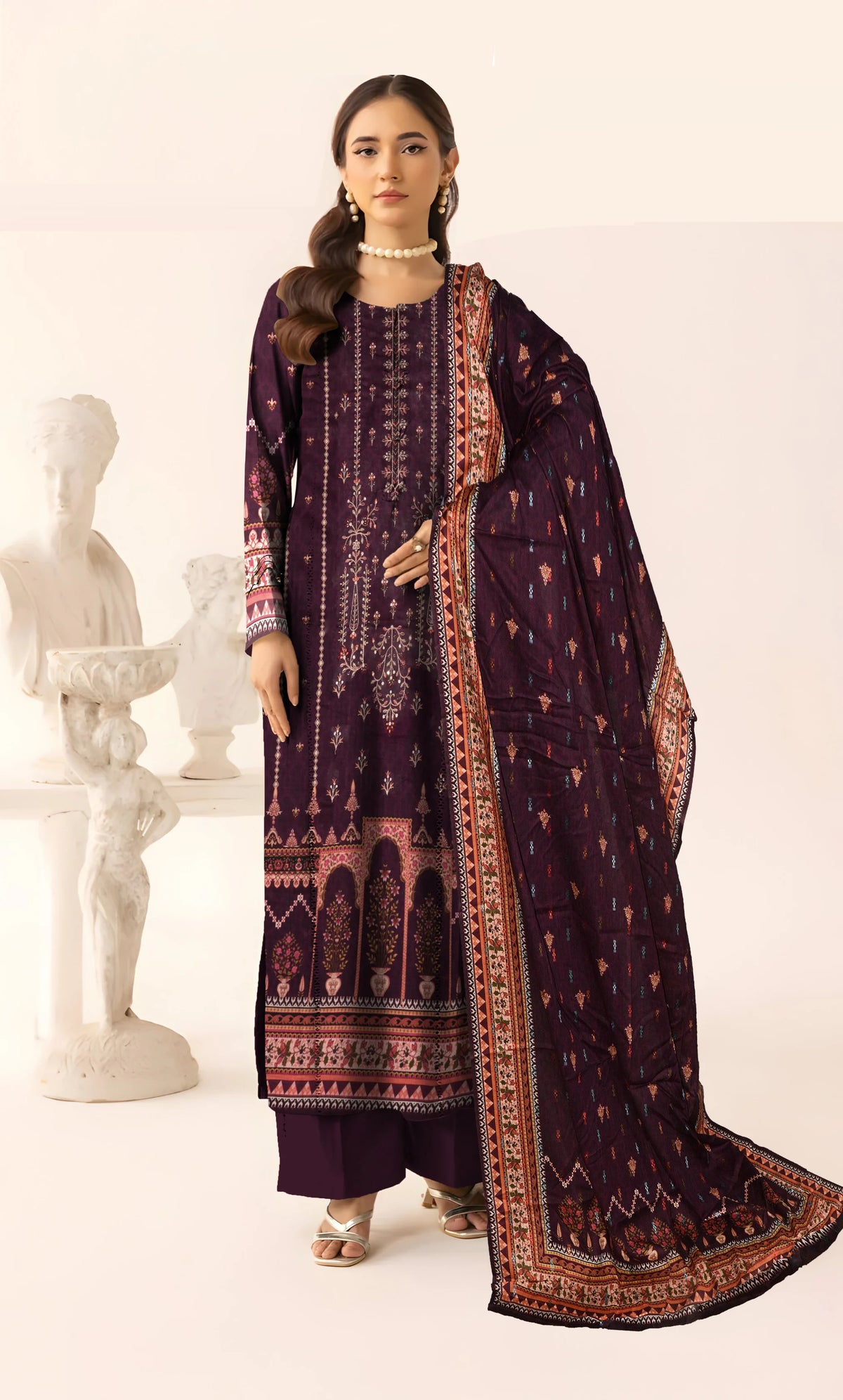3PC Embroidered Unstitched Lawn Suit - NA-V4-02