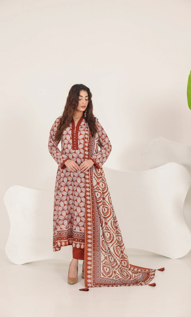 3 Piece Printed Unstitched Lawn Suit | SE-A-06 Main Image