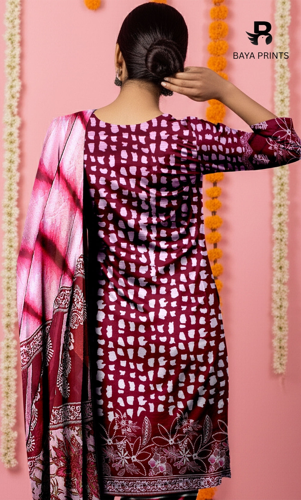 3 Piece Unstitched Printed Doria Viscose Suit with Bamber Dupatta BA-V7-007