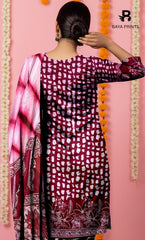 3 Piece Unstitched Printed Doria Viscose Suit with Bamber Dupatta BA-V7-007