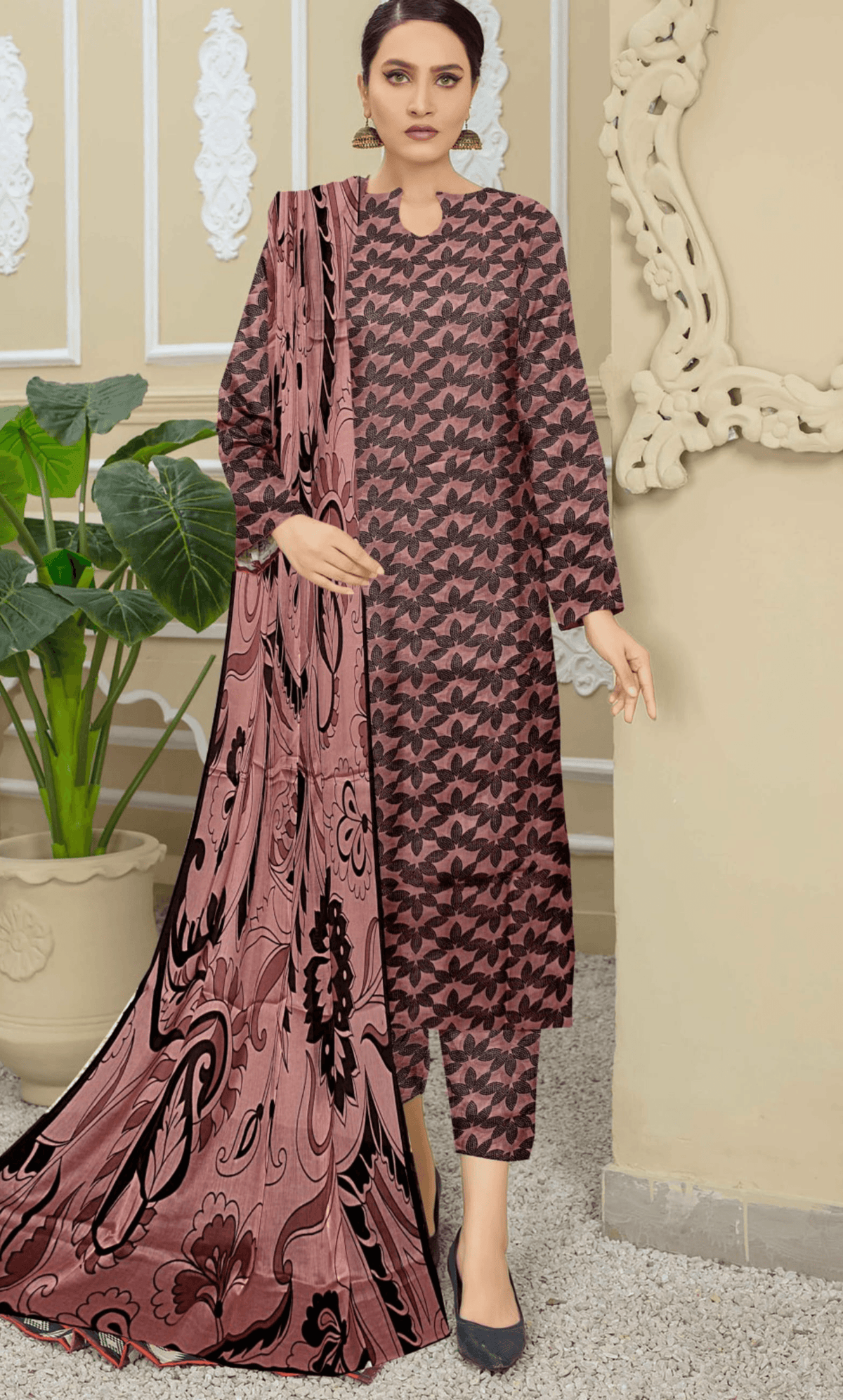 3PC Unstitched Printed Lawn Suit -BA -V12 -05