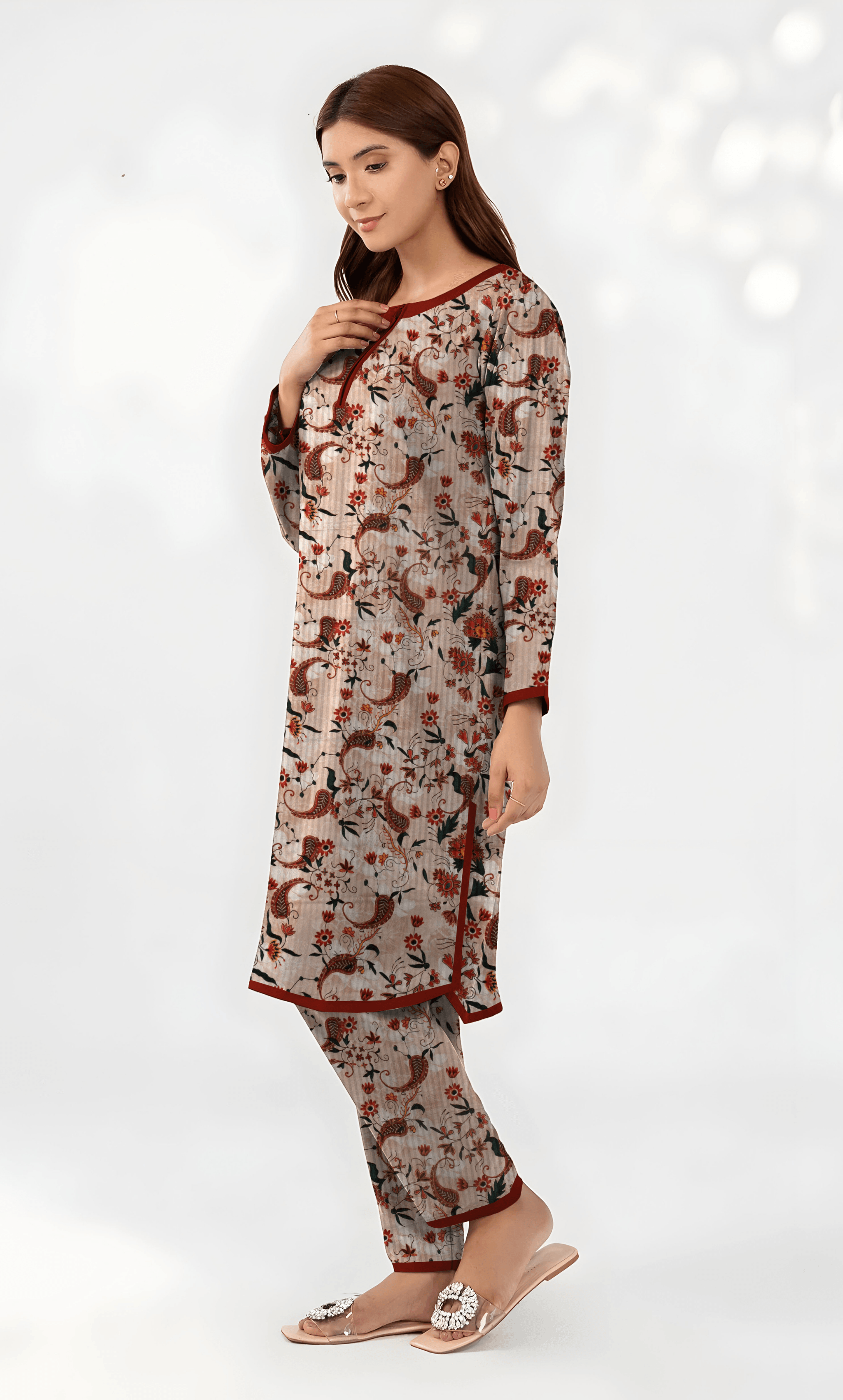 2PC Premium Linen Unstitched-DE V6 -018