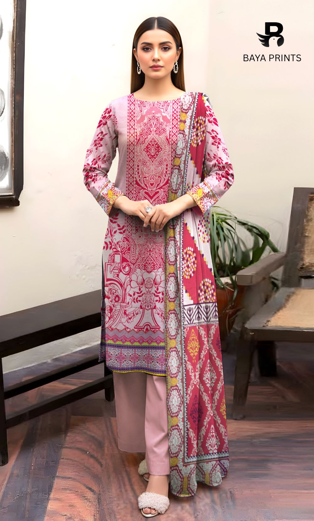 3 Piece Unstitched Karandi Suit BA-V6 004