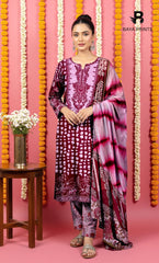 3 Piece Unstitched Printed Doria Viscose Suit with Bamber Dupatta BA-V7-007