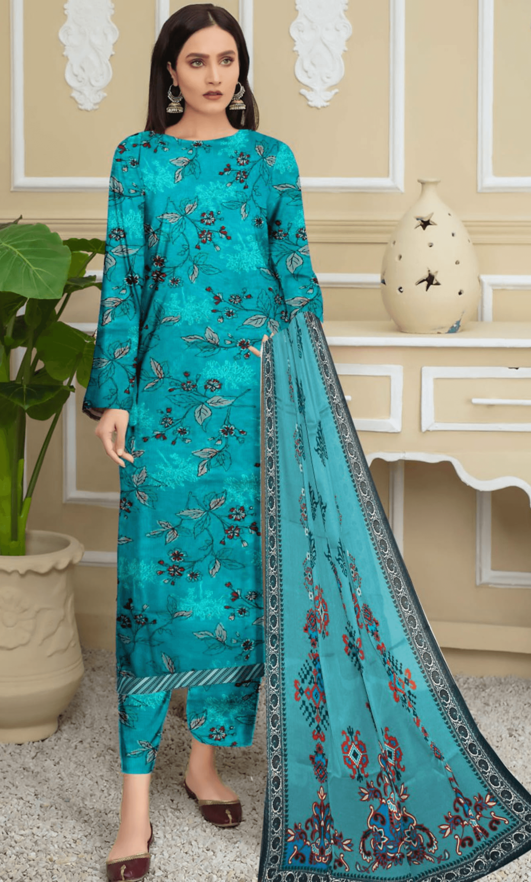 3PC Unstitched Printed Lawn Suit -BA -V12 -07