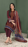 3 Piece Unstitched Embroidered Lawn Suit - BA-V3-10