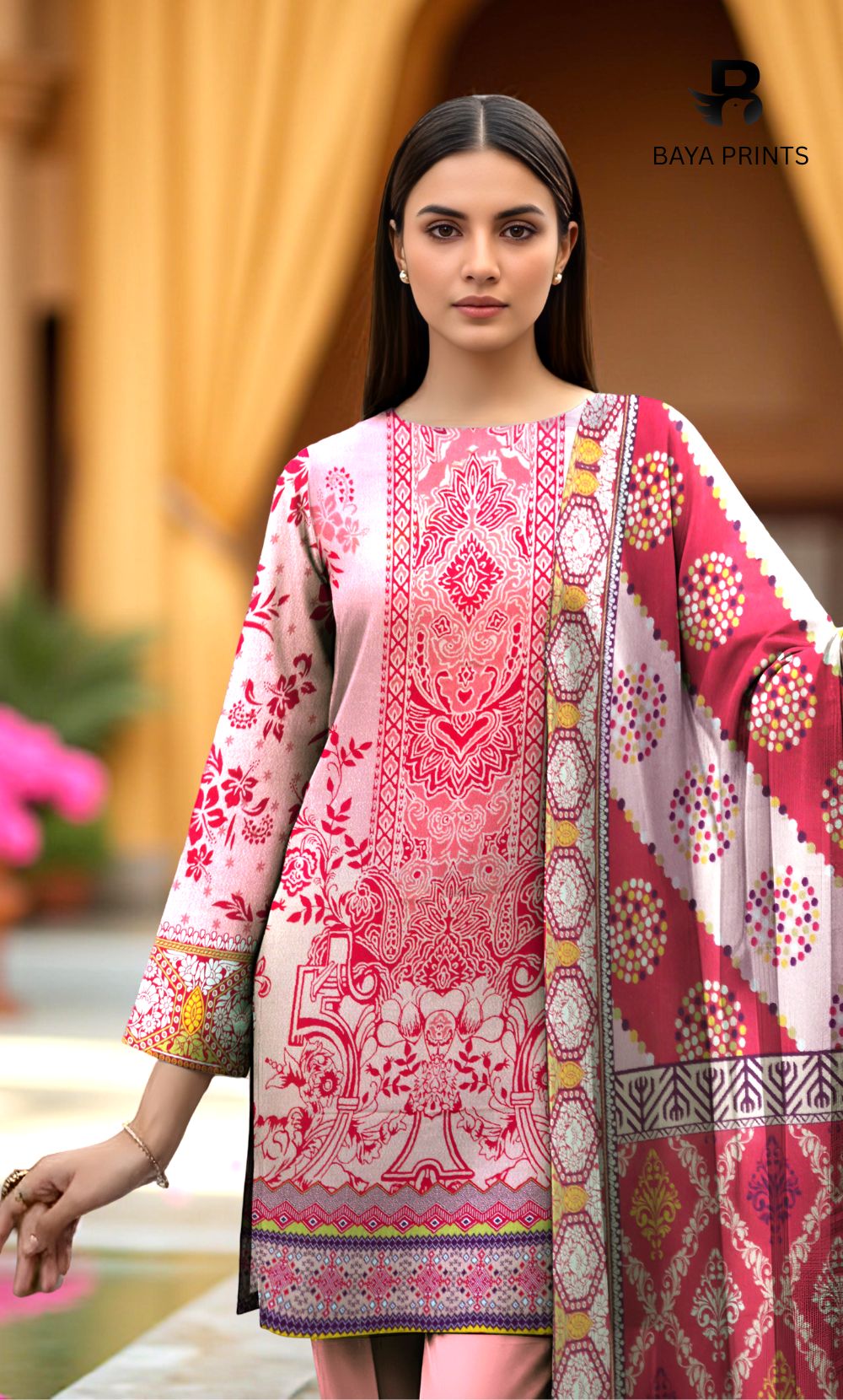 3 Piece Unstitched Karandi Suit BA-V6 004