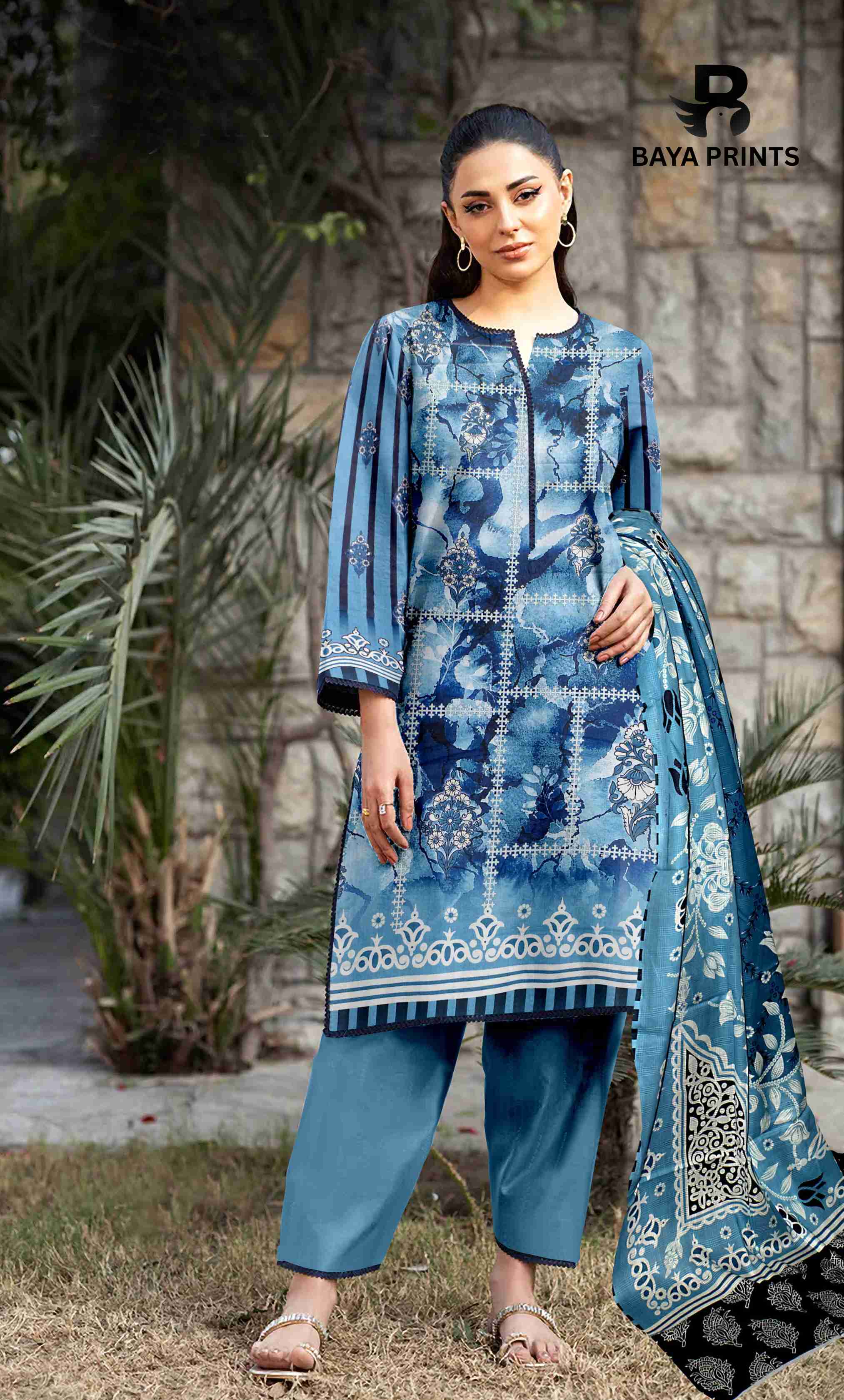 3 Piece Unstitched Printed Lawn Suit -BA-V32-12
