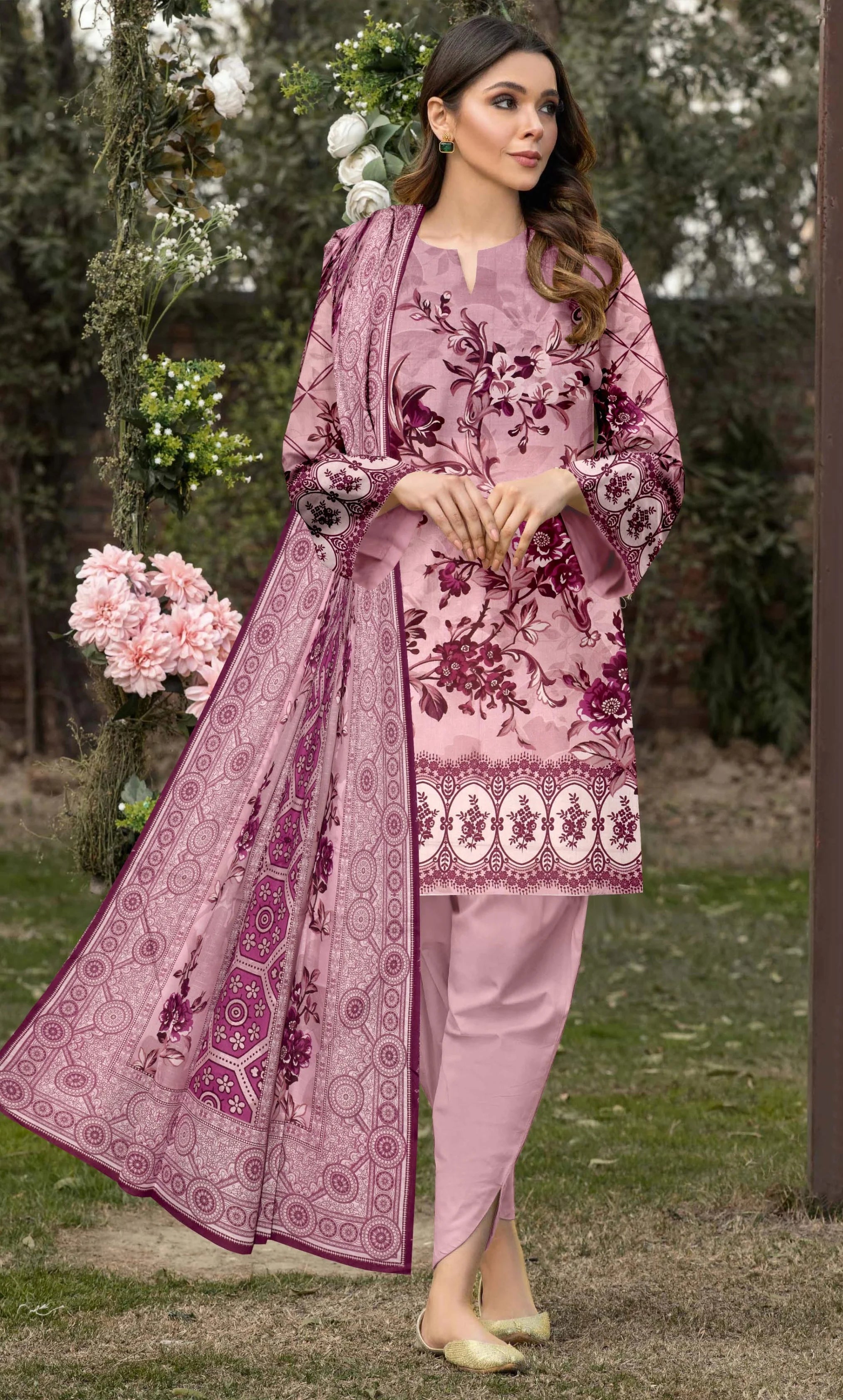 3 Piece Printed Unstitched Lawn Suit | ET-10
