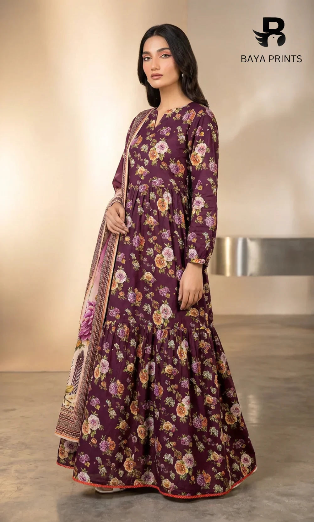 3 Piece Unstitched Premium Lawn Suit- BA-V-14