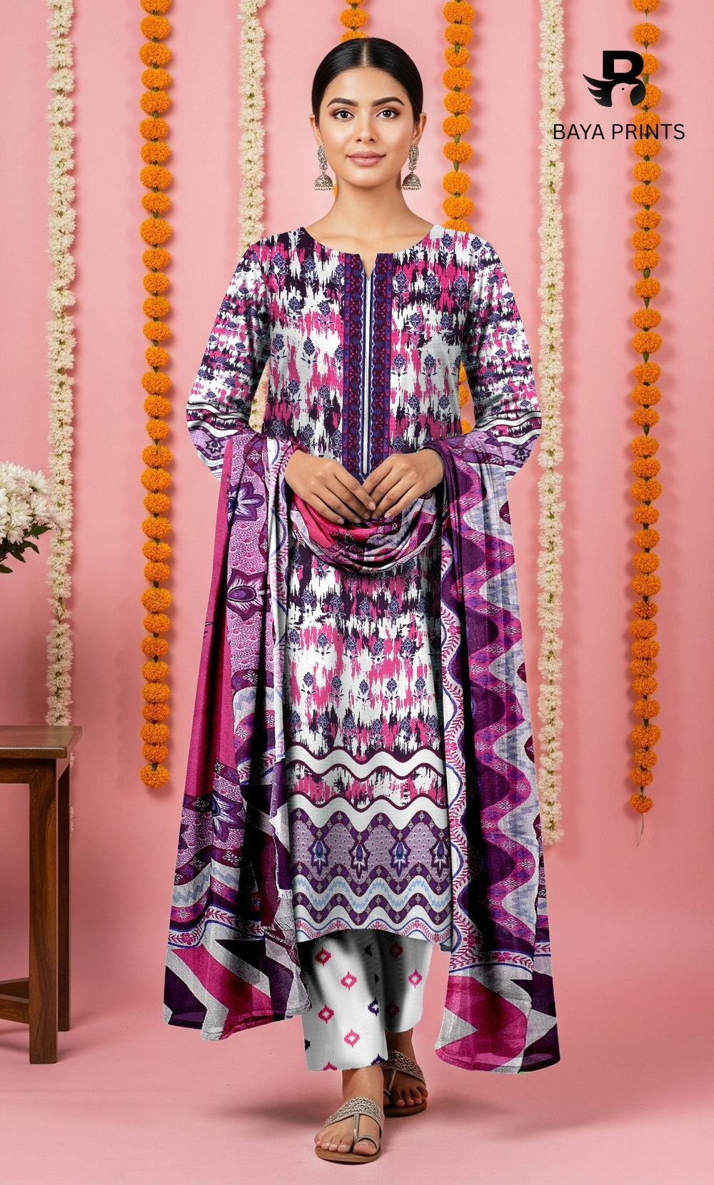 3 Piece Unstitched Printed Viscose Suit-BA-V7
