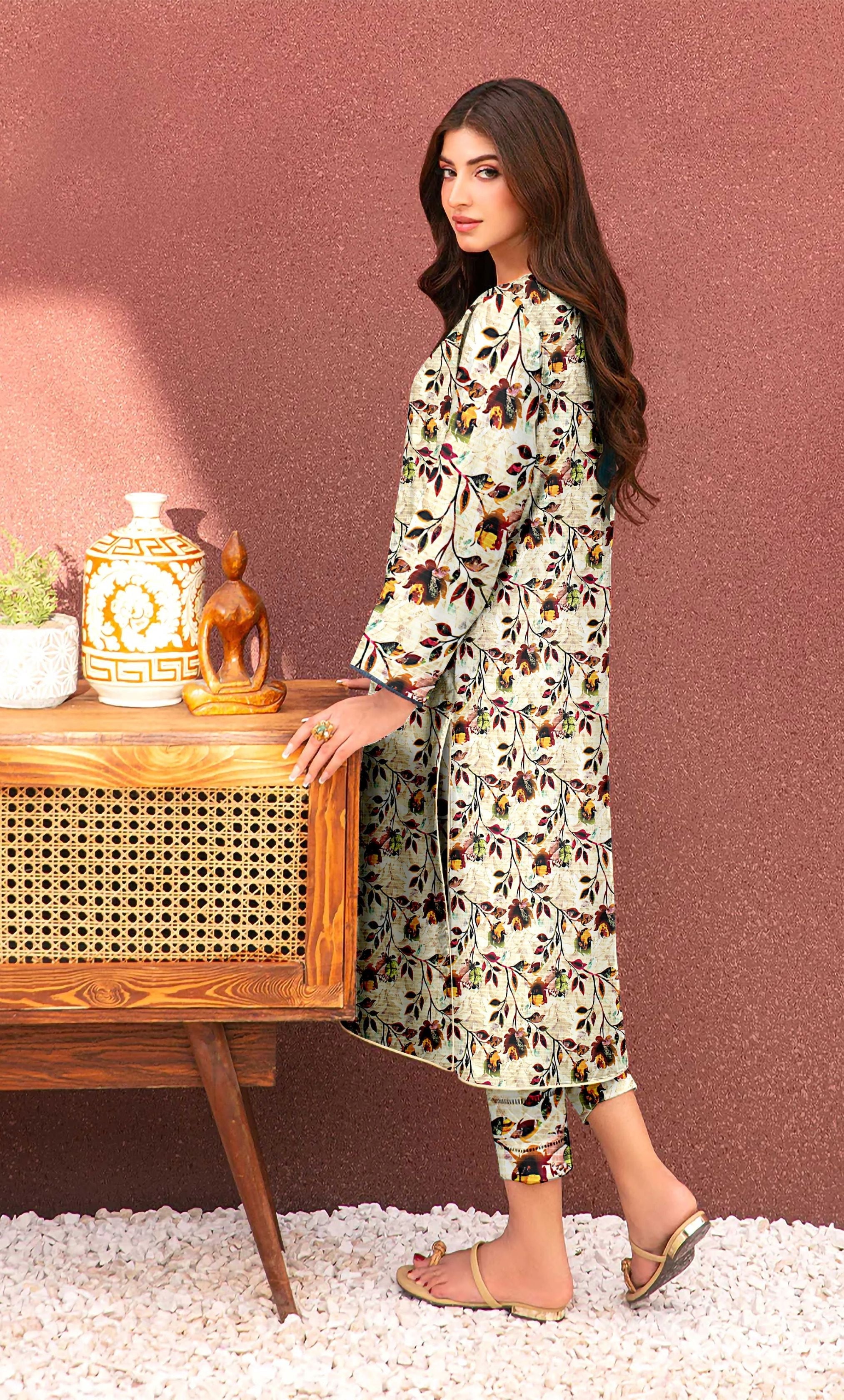 2PC Unstitched Printed Lawn Suit  - BD-V6-15