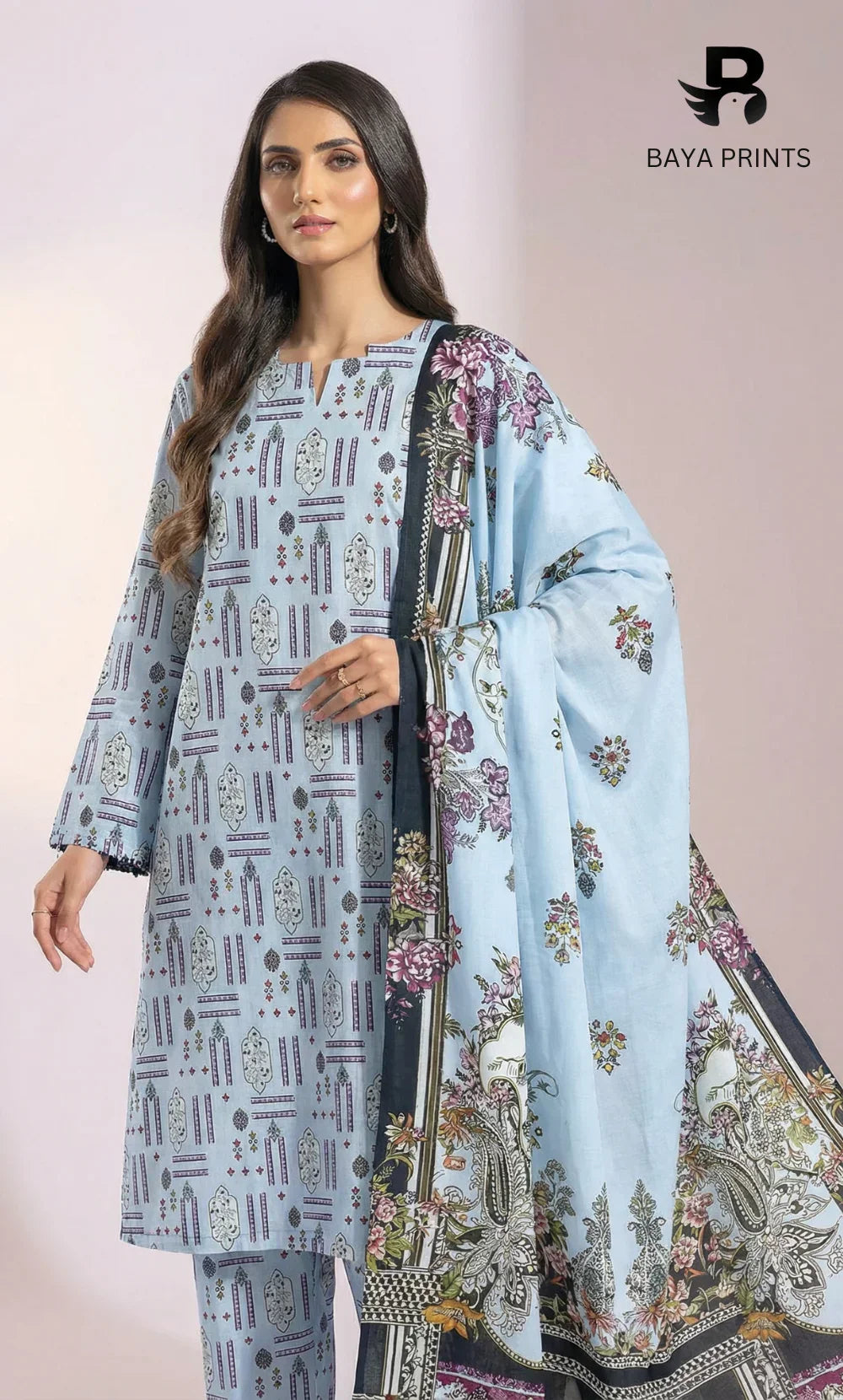 3 Piece Unstitched Premium Lawn Suit- BA-V-14