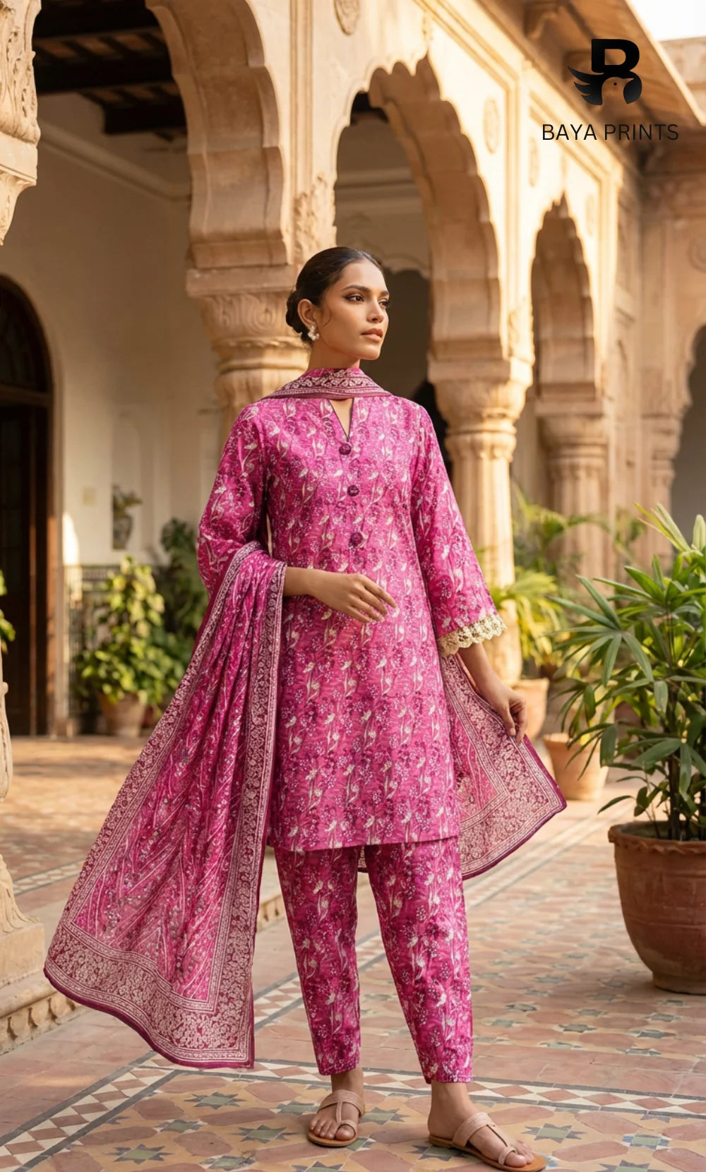 3 Piece Unstitched Printed Lawn Suit -BA-V7