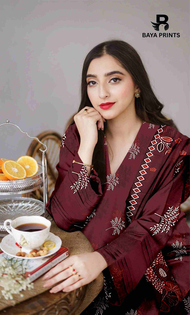 3 Piece Unstitched Printed Lawn Suit -BP-V24-2 Main Image