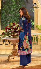3 Piece Unstitched Printed Dobby Lawn Suit With Resham Dupatta -BA-V34