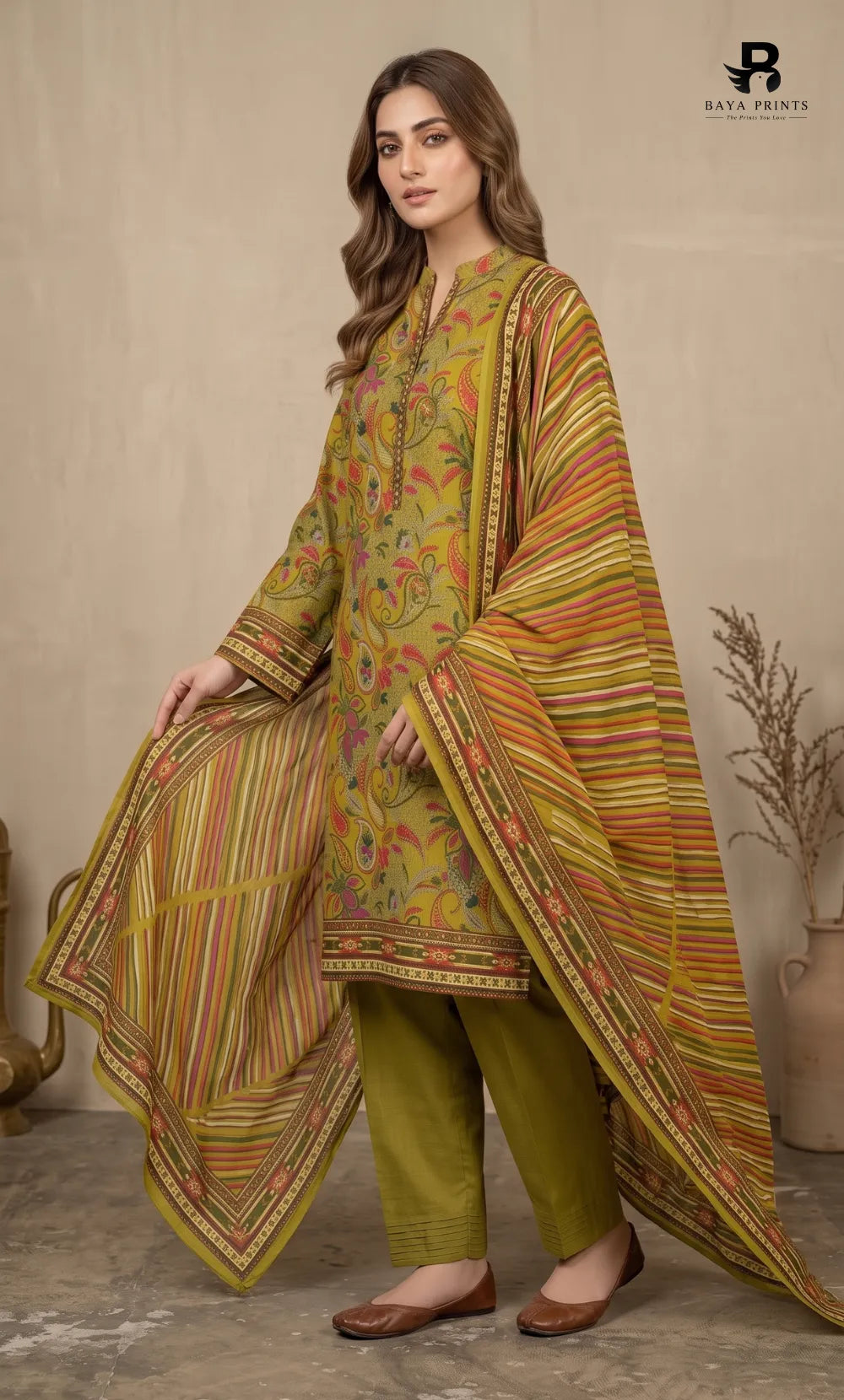 3PC Printed Karandi | Unstitched | BA-V1-08