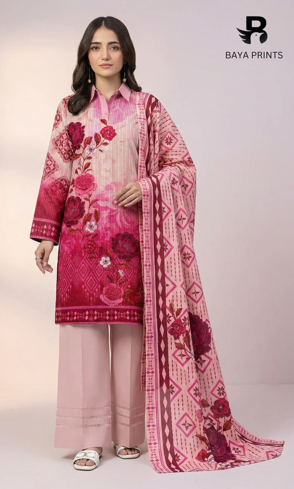 3PC Fine Line Woven Lawn -Unstitched | NK-V9-01