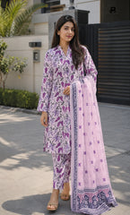 3 Piece Unstitched Premium Lawn Suit- BA-V-14
