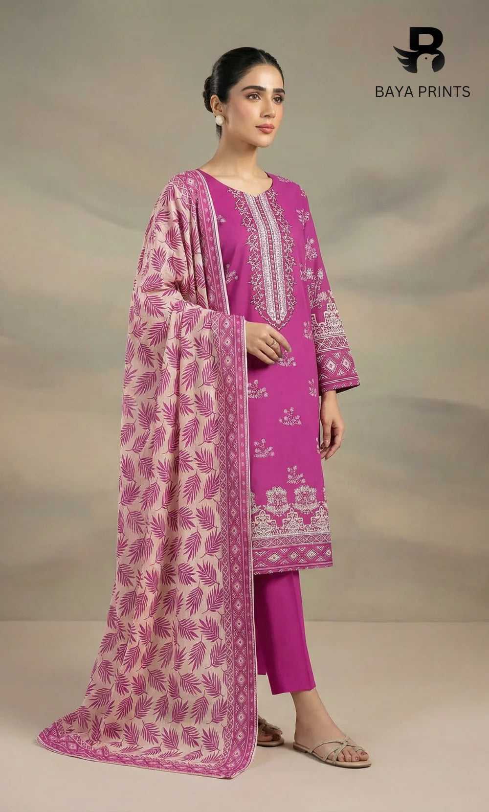 3 Piece Unstitched Printed Dobby Lawn Suit -BA-V19-05