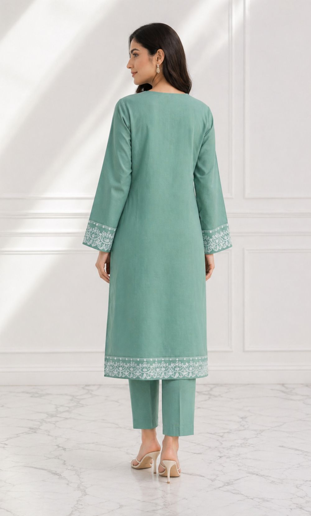 Signature Embroidered Lawn 2PC – Unstitched | Seraya | Light Sea Green
