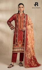 3 Piece Unstitched Printed Dobby Lawn Suit -BA-V18-01