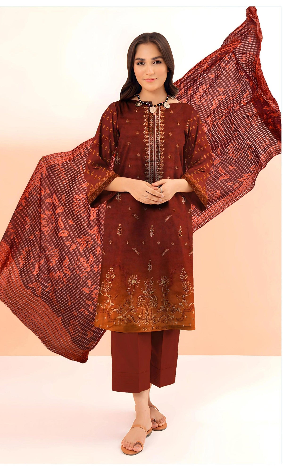 3PC Unstitched Embroidered Viscose Suit NA-03