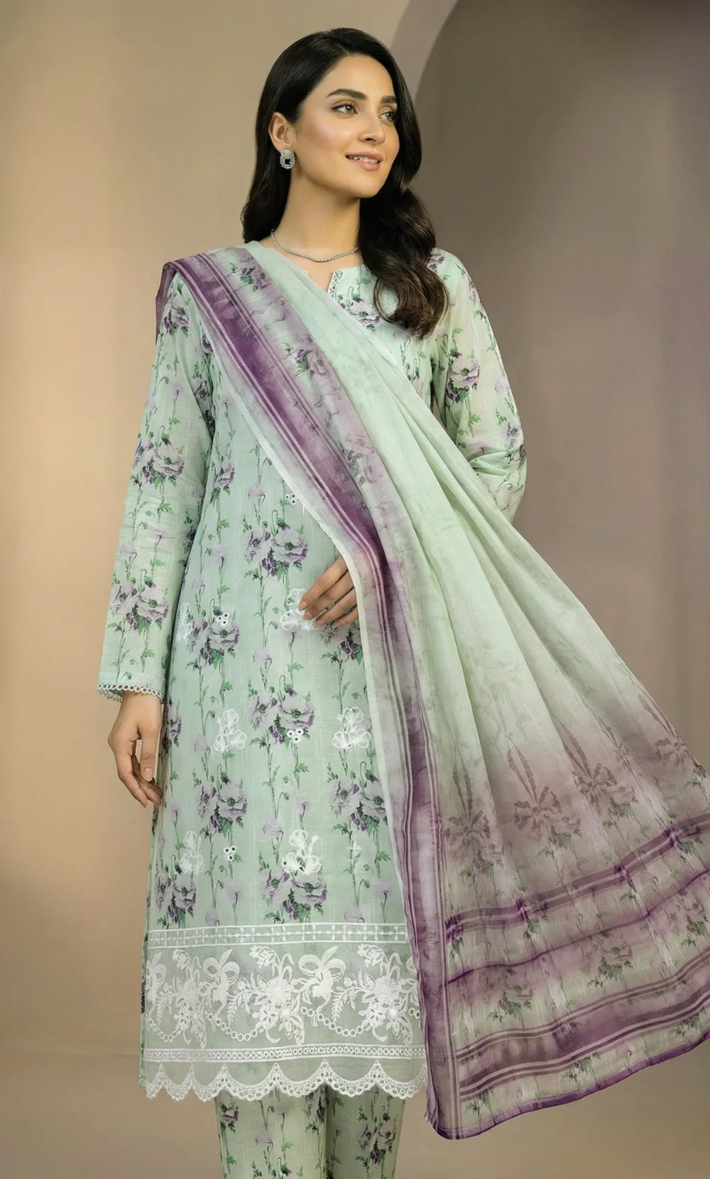 Vireza 3 Piece Unstitched Floral Embroidered Lawn Suit-07